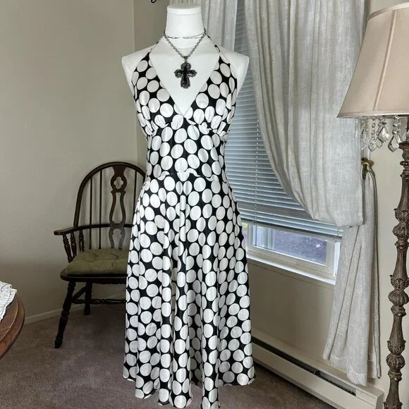 Charlotte Russe Dresses | Y2k Charlotte Russe Polka Dot Halter Dress | Color: Black/White | Size: M | Cocofashion95's Closet